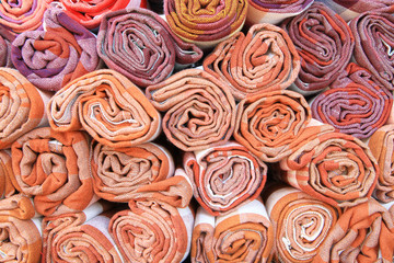 Obraz na płótnie Canvas Pile of traditional thai fabric cloth
