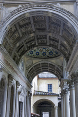 Internal courtyard of basilica Santa Croce in Florence