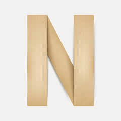 3d elegant folded paper letter N