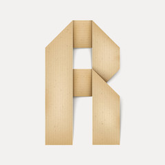 3d elegant folded paper letter R