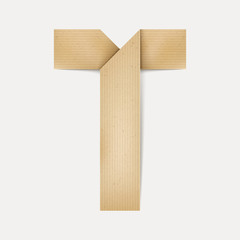 3d elegant folded paper letter T