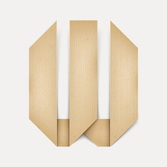 3d elegant folded paper letter W