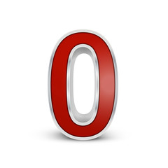 3d red metallic number 0