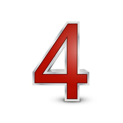 Obraz premium 3d red metallic number 4