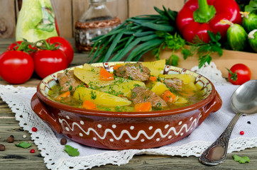 Meat stew with potatoes and vegetables