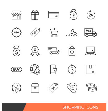 Linear Shopping e-commerce icons
