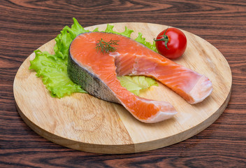 Raw salmon steak