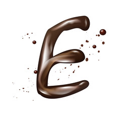 3d liquid chocolate letter E
