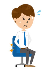 男性　椅子　腰痛