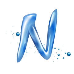 3d water letter N