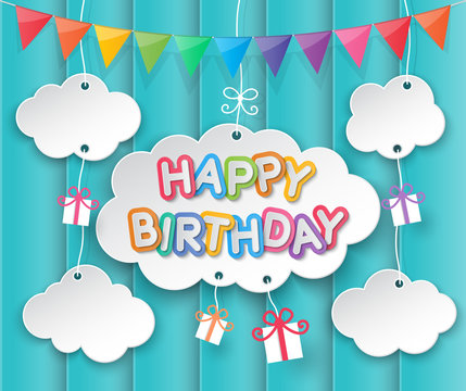 Happy birthday clouds and sky background
