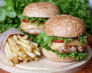 fast food Hamburger Burger Cheeseburger, fried potato