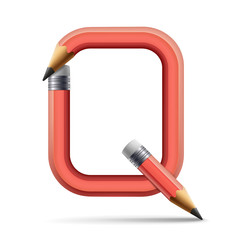 3d pink pencil number Q