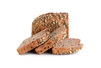 whole wheat bread isolated on white background