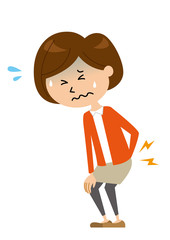 女性　腰痛　ぎっくり腰