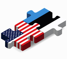 USA and Estonia Flags in puzzle