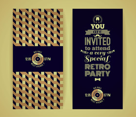 Invitation to retro party. Vintage retro geometric background.