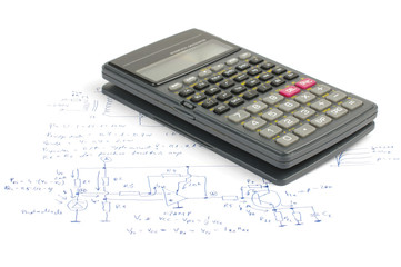Education concept scientific calculator on electronics notes