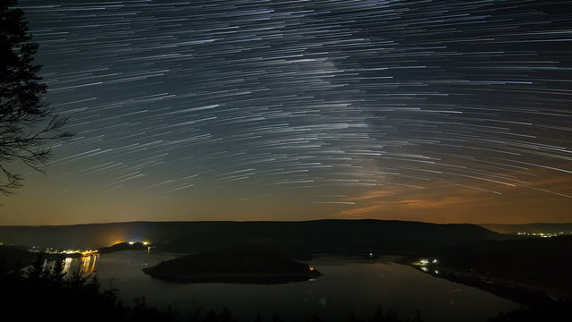 Star Trails Above Lake Timelapse