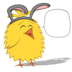 Funny chicken is wearing Easter Bunny ears