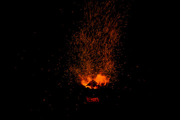 sparks of bonfire.