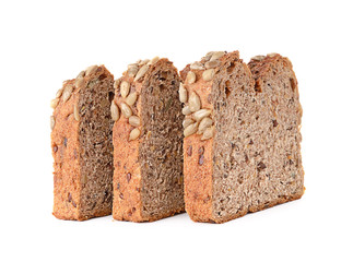 whole wheat bread isolated on white background