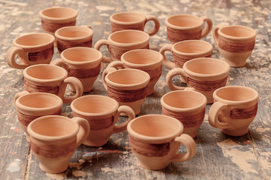 Range of clay pottery