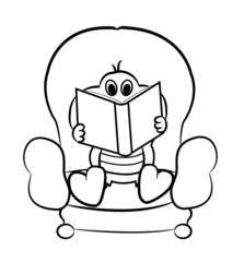 Reading cartoon figure