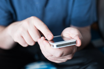 finger presses on the phone