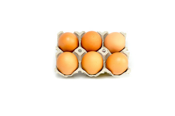 Eggs in the pac isolated on white background.
