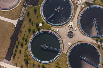 Naklejka premium aerial view of sewage treatment plant
