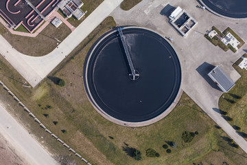 aerial view of sewage treatment plant