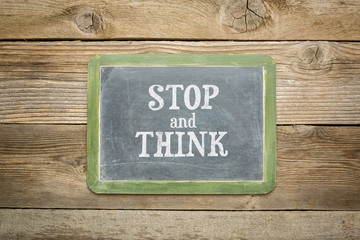 stop and think text blackboard