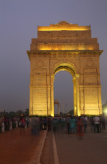 Fototapeta na wymiar India Gate with lights at night, New Delhi, India