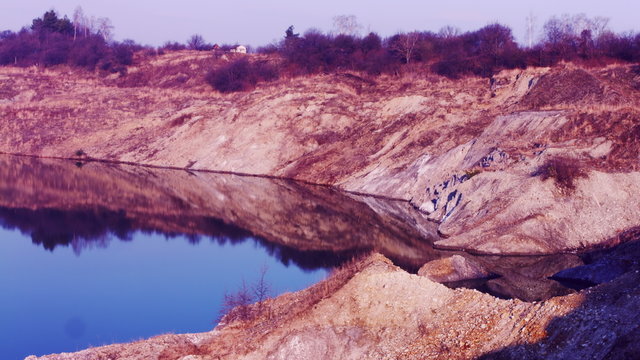 Red Martian lake shore. Dombrowski quarry, Kalush