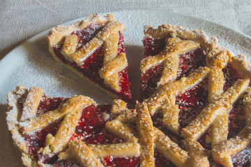Dessert baking cupcake with natural strawberry jam