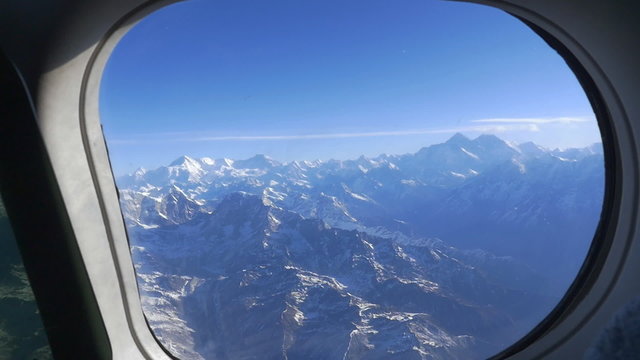 Air plane window view at Everest mountain