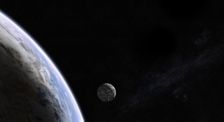 Rising Moon in space