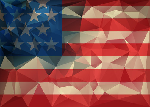 Abstract polygonal triangle USA flag Geometric background