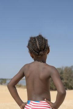 Afro Girl At The Beach, Six Years Old