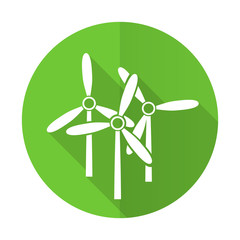 windmill green flat icon renewable energy sign