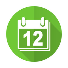 calendar green flat icon organizer sign agenda symbol