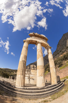 Delphi with ruins of the Temple in Greece