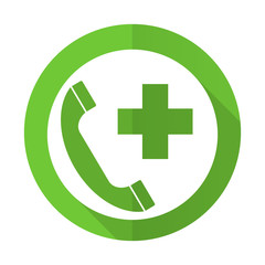 emergency call green flat icon