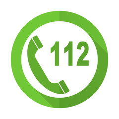 emergency call green flat icon 112 call sign