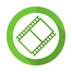 Fototapeta na wymiar film green flat icon movie sign cinema symbol
