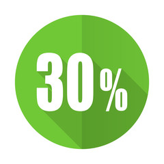 30 percent green flat icon sale sign