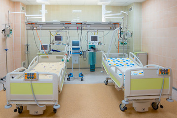 Empty beds in a hospital