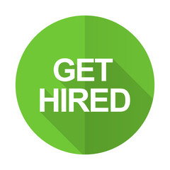 get hired green flat icon