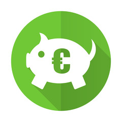 piggy bank green flat icon